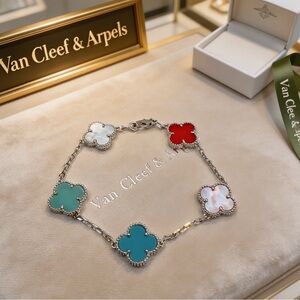 Van Cleef & Arpels Red and Blue Clover Bracelet